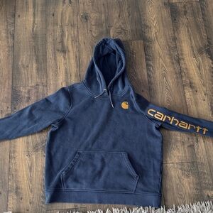 Carhartt Men’s Navy Crewneck Hoodie with Gold Logo